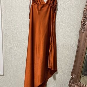 Elegant Orange Sleeveless Dress